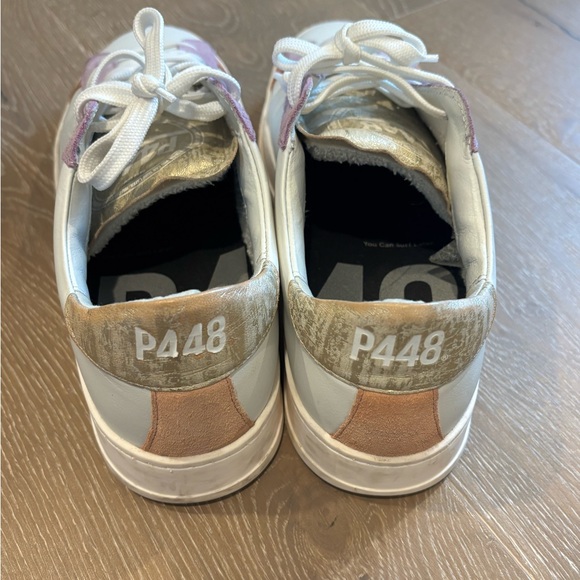 P448 Women's Sneakers in White, Lavender, and Gold - Picture 2 of 9